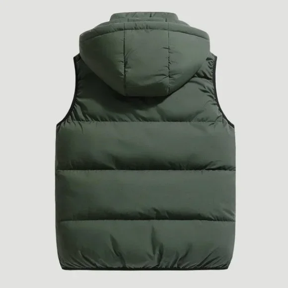 Army Green Mens Puffer Vest - Picture 2 of 4